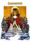 Cover artwork for Jim Henson's Labyrinth: The Adventure Game, featuring a stylized white-toned recreation of the iconic movie poster. Sarah, in a flowing white ballgown, reaches desperately toward a luminous white crystal orb held aloft by the enigmatic Goblin King Jareth, whose dramatic silhouette looms above her. An intricate, labyrinthine pattern swirls across the background, evoking mystery and enchantment. The title "JIM HENSON'S LABYRINTH THE ADVENTURE GAME" appears in elegant gold lettering at the bottom.